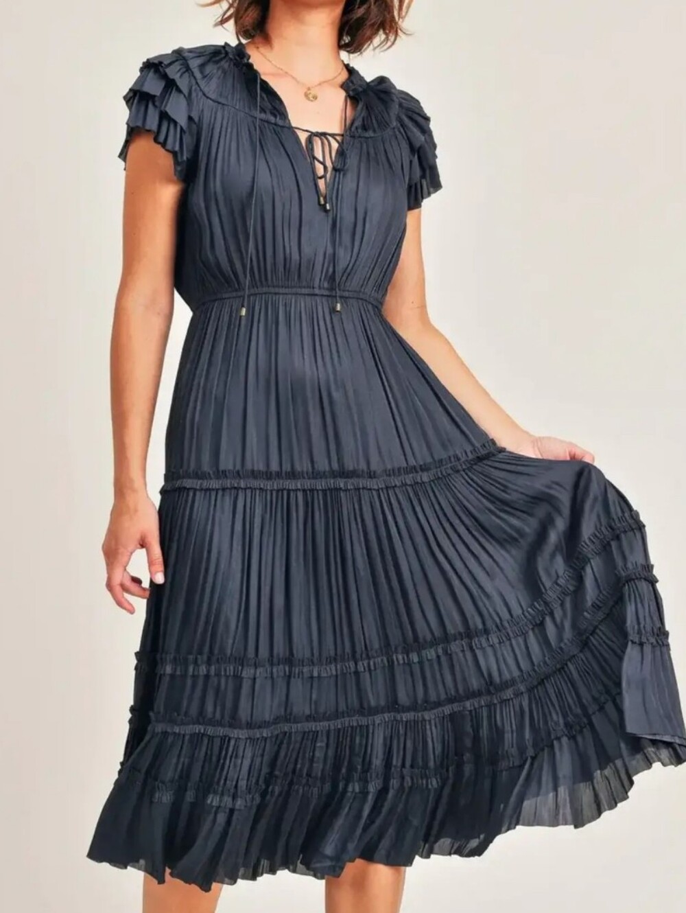 Reset By Jane Kianna Navy Pleated Dress